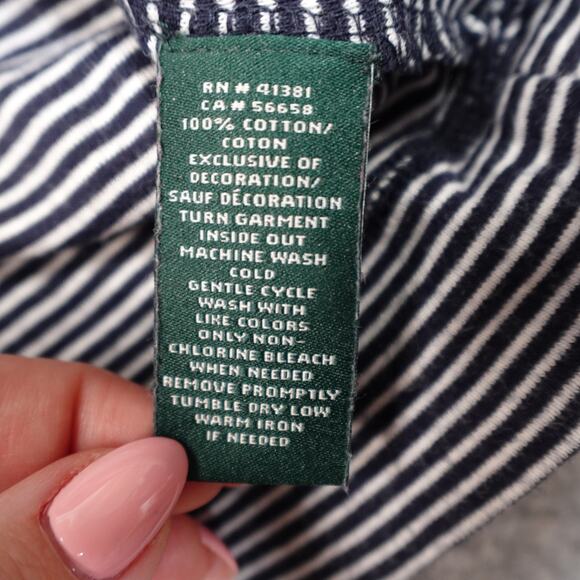 Ralph Lauren Top Womens Small Long Sleeve Boat Neck Striped Navy Blue Nautical - Picture 5 of 10